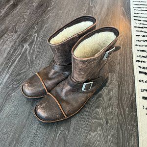 UGG Rockville II Distressed Brown Leather Moto Boots
